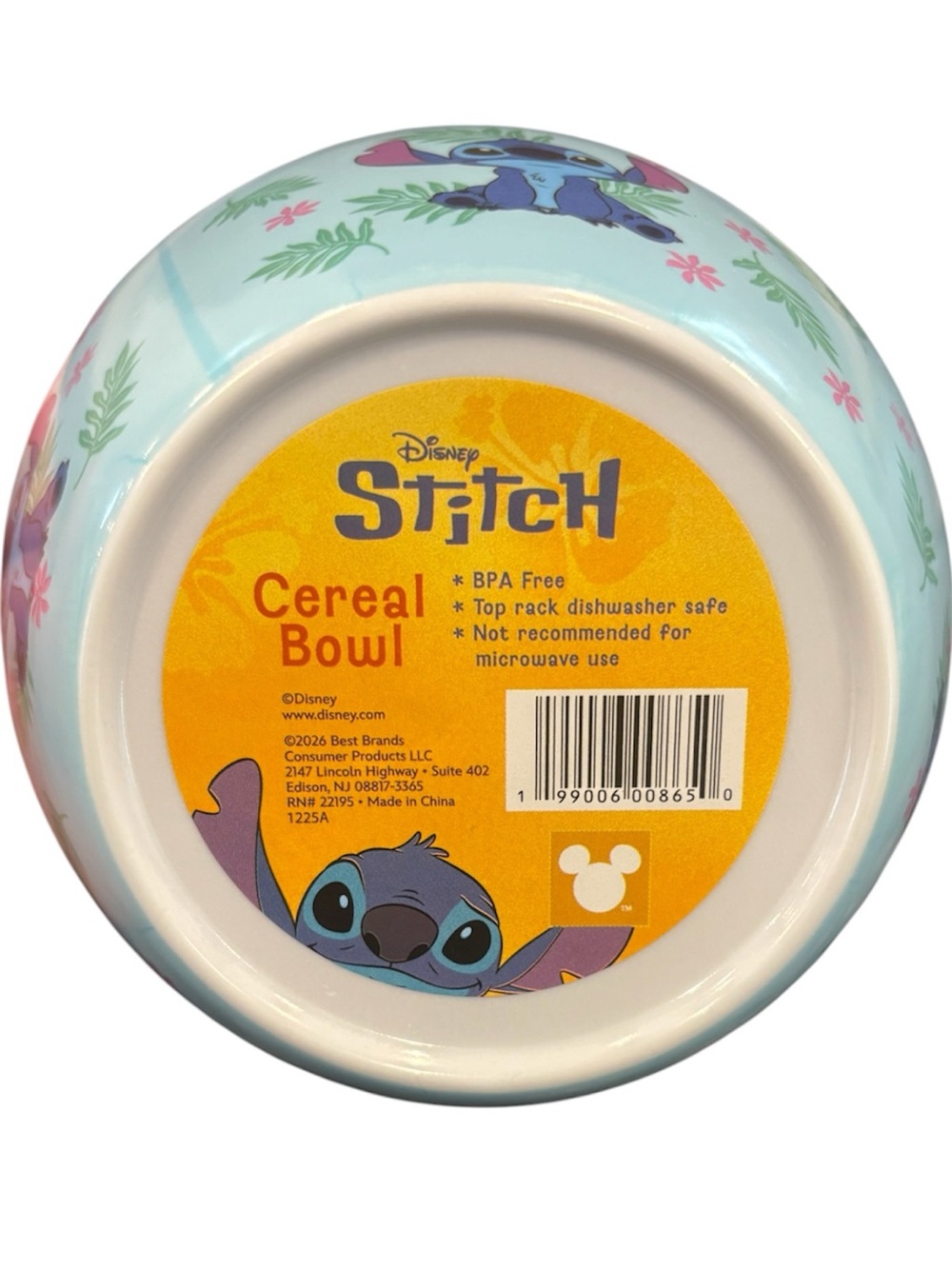 Disney Blue Stitch Floral Cereal Bowl NEW - Picture 4 of 4